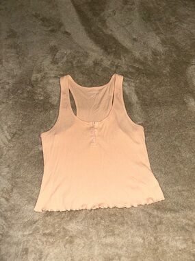 American Eagle Outfitters Light Coral Ribbed Henley Tank
